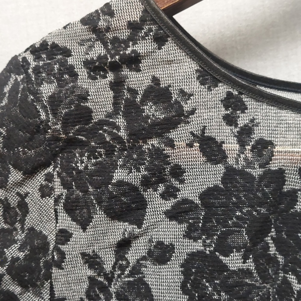 Vtg Y2K Sheer Mesh Floral Bodysuit L Fairy Grunge Whimsigoth Festival Layer - Picture 3 of 16